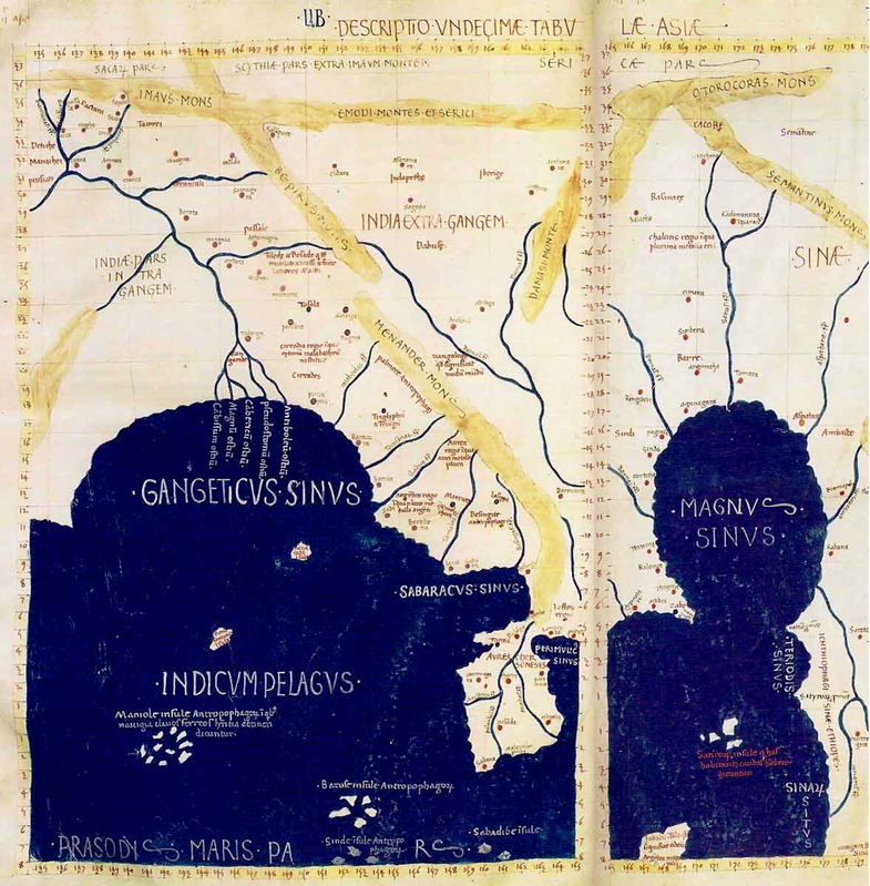 ptolemys world map asia detail