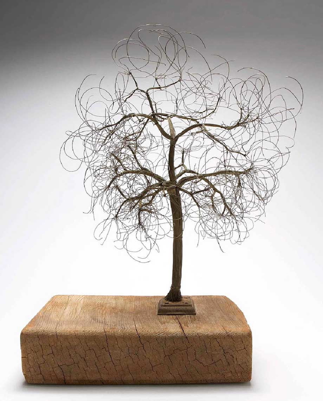 ruth asawa tied wire sculpture wood base
