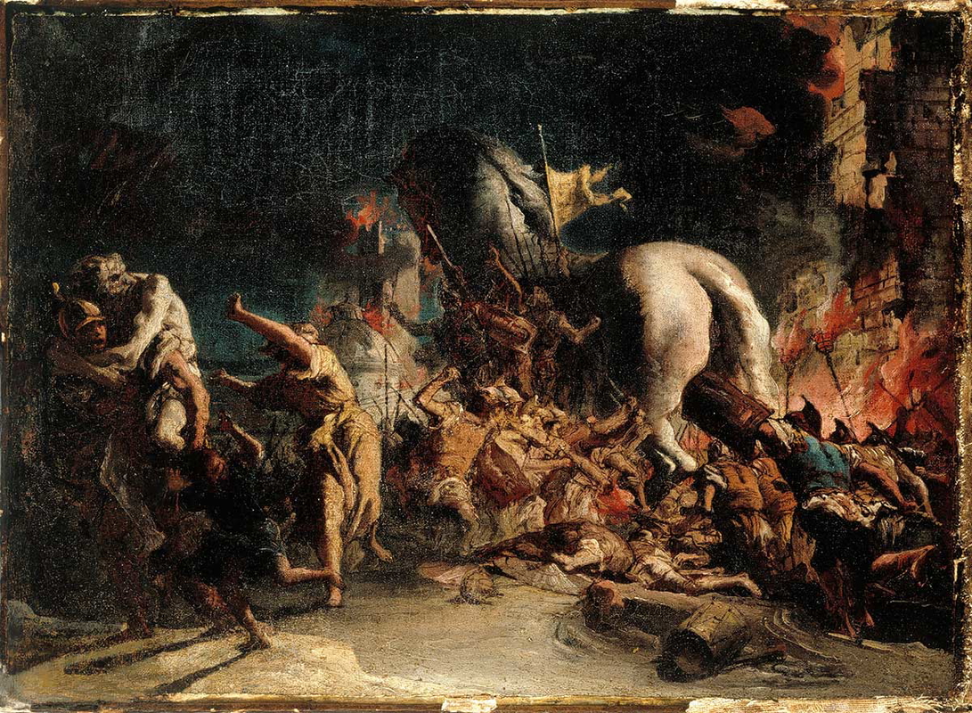 tiepolo greeks entering troy trojan horse painting ancient greek sieges