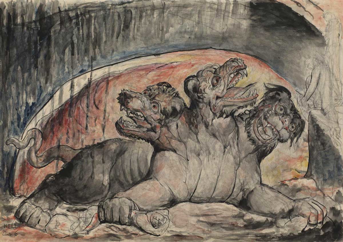 dante inferno cerberus blake watercolour