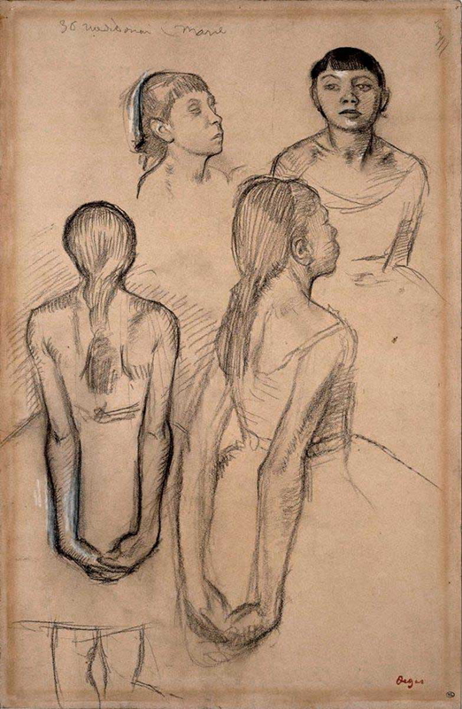 degas four studies dancer drawing 1878