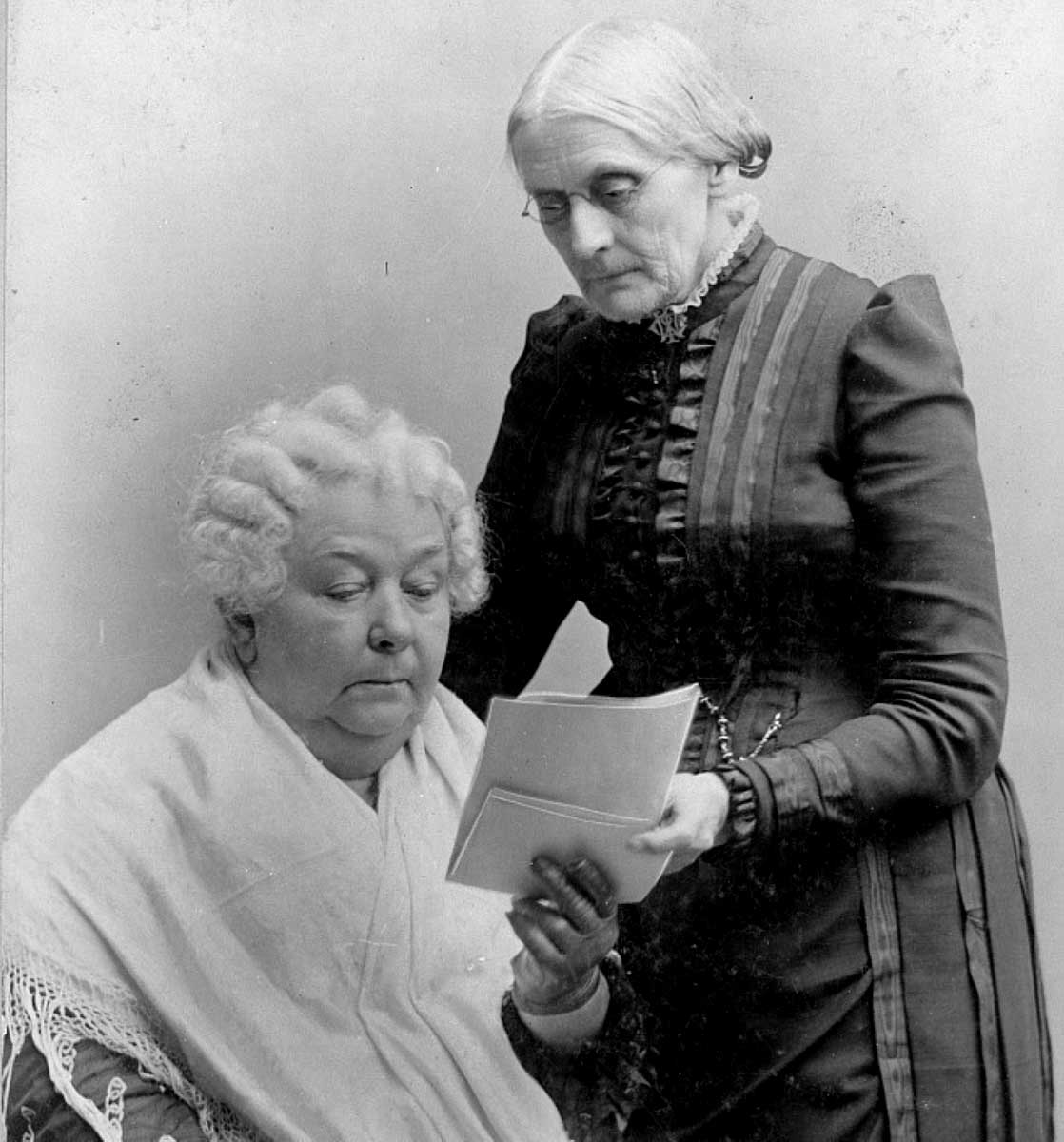 Women’s rights activists and abolitionists Elizabeth Cady Stanton (left) and Susan B. Anthony (right)