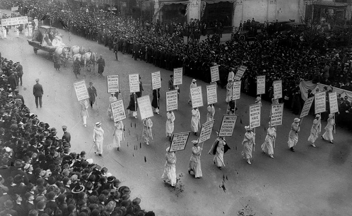 first wave feminism womens suffrage march