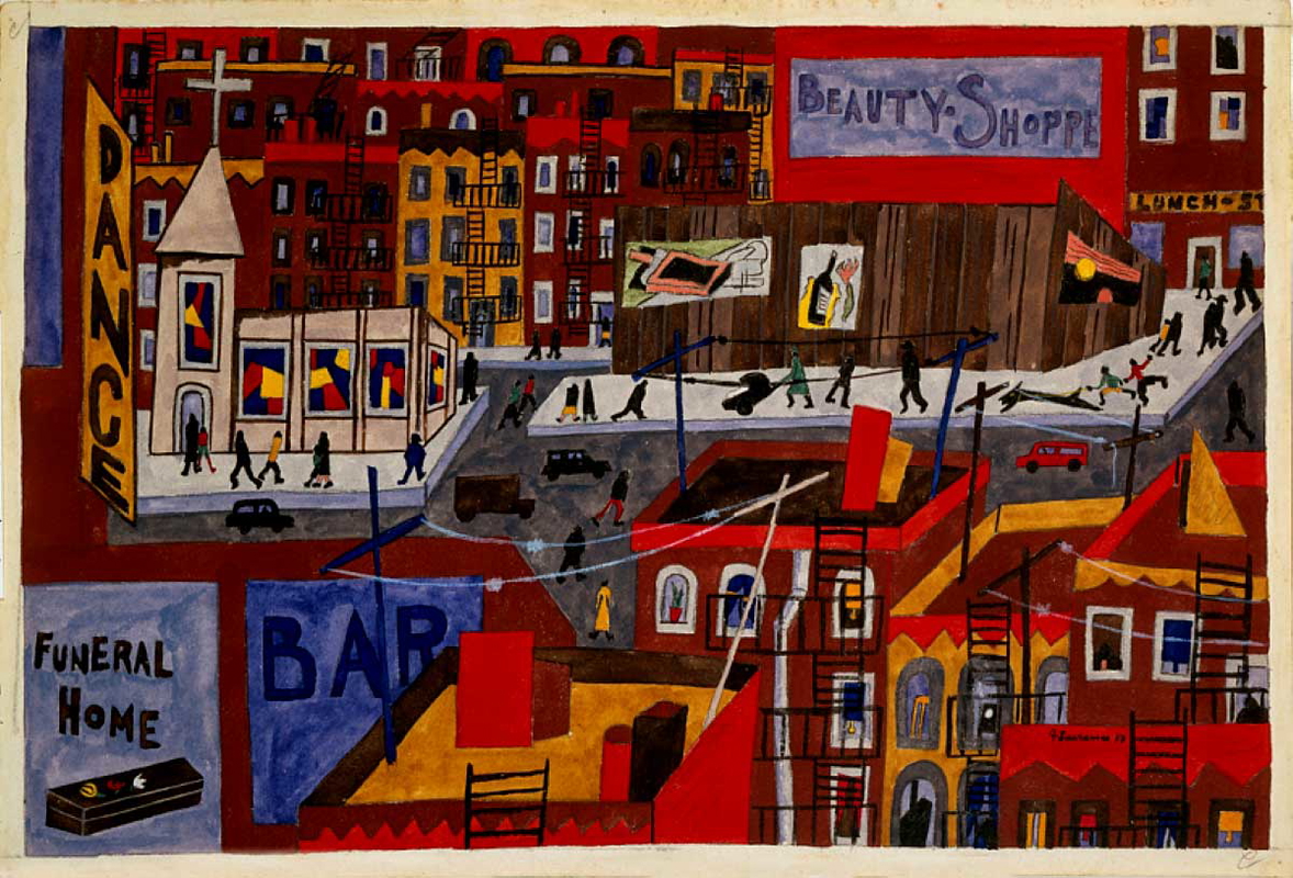jacob lawrence harlem neighborhood painting