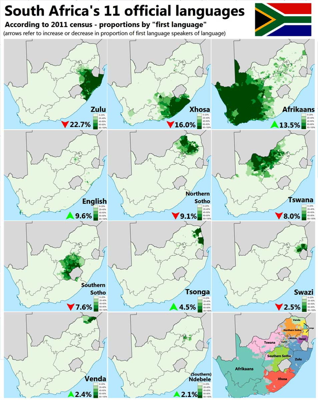 south african languages map