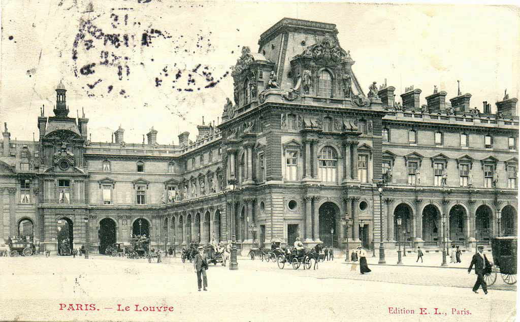 vintage postcard the louvre paris