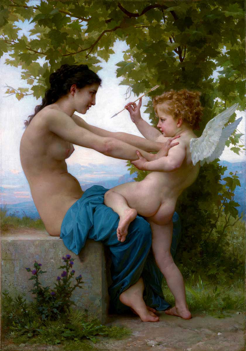 Girl defending eros Bouguereau