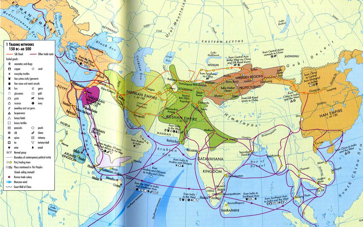 ancient empires trade silk road map