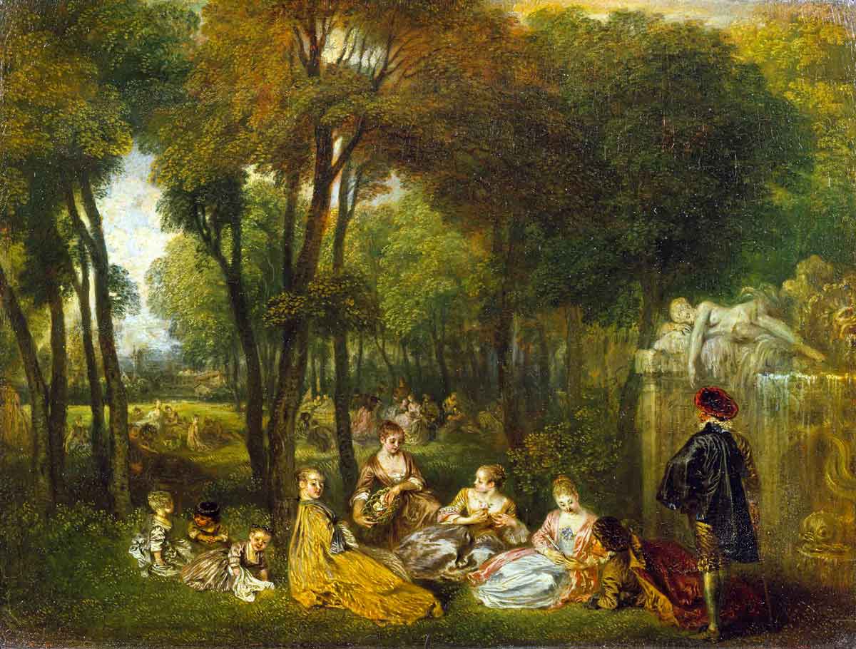 antoine watteau fête galante wooded landscape