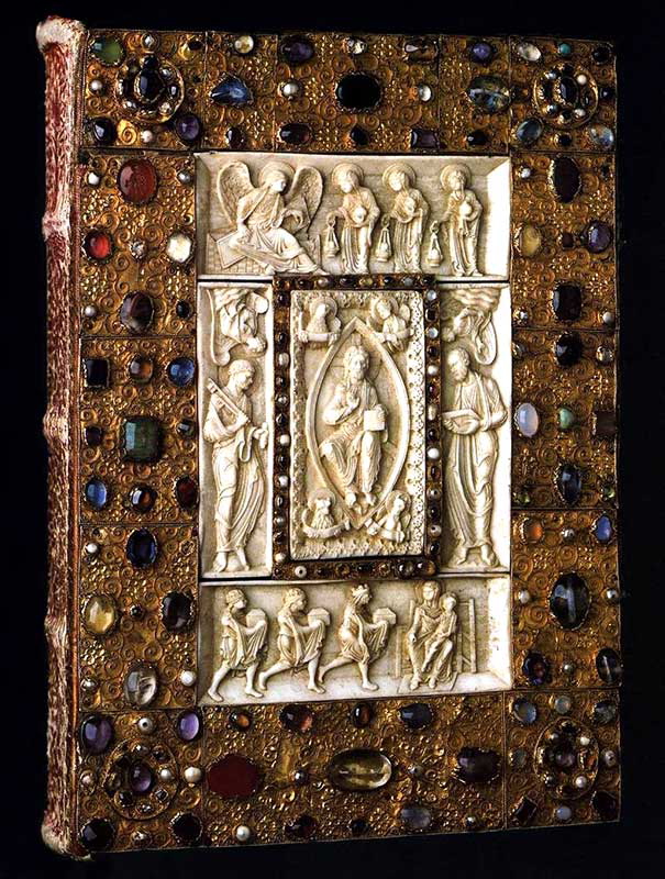 front cover illuminated manuscript ivory gold jewels