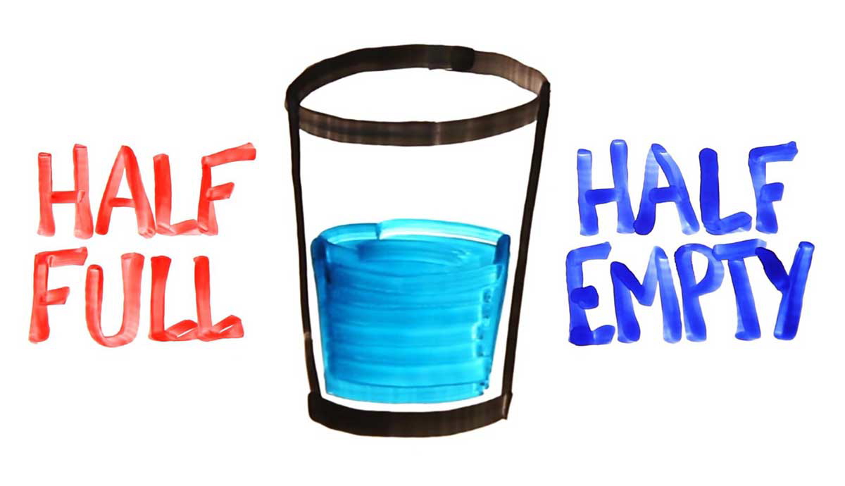 glass half full half empty illustration