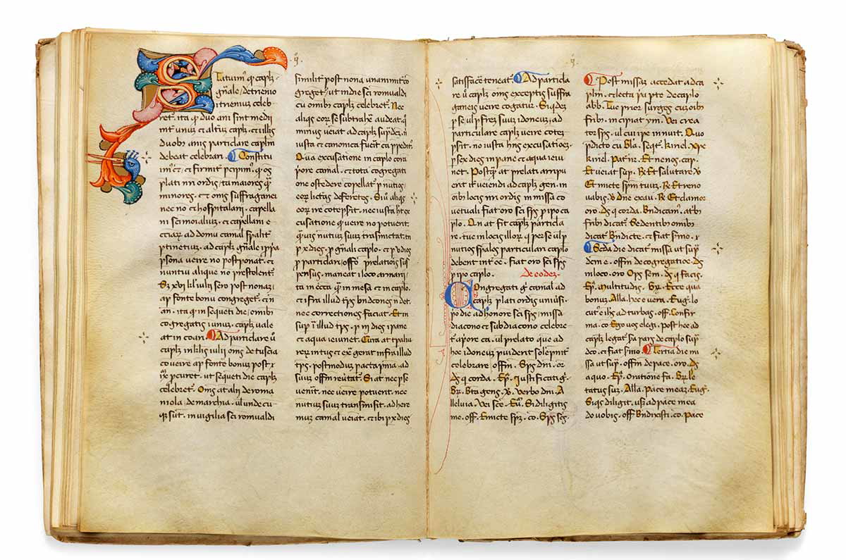 illuminated manuscript on vellum parchment