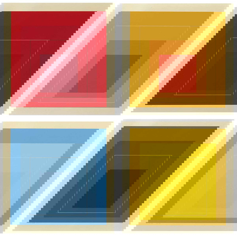 white line squares painting