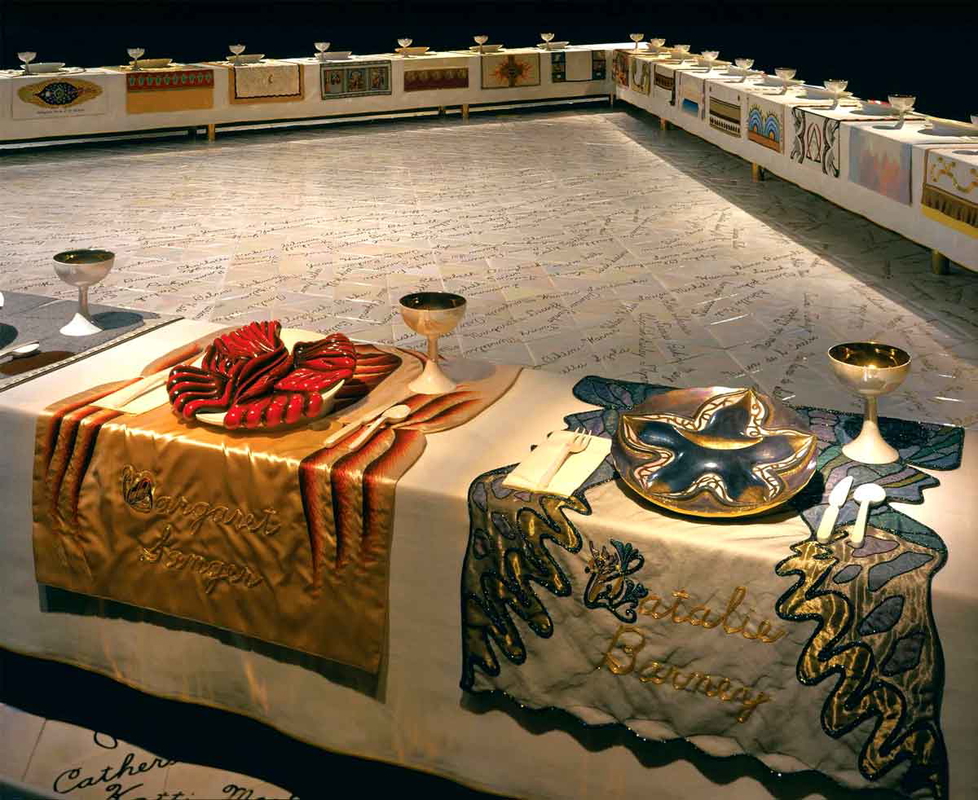 judy chicago dinner party detail