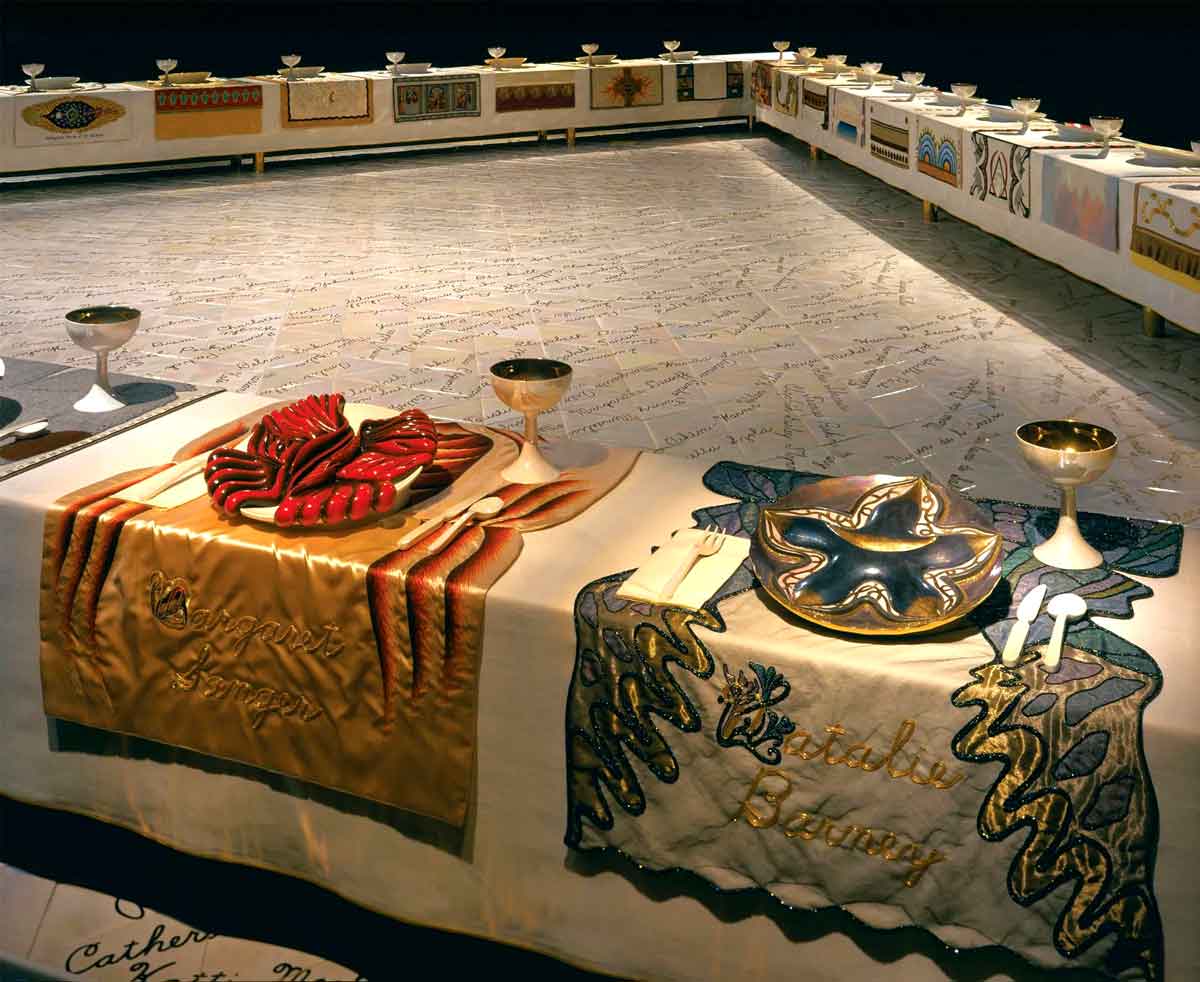 judy chicago dinner party detail