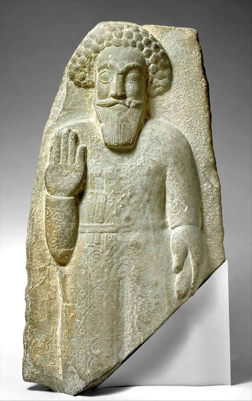 parthia standing man stone statue