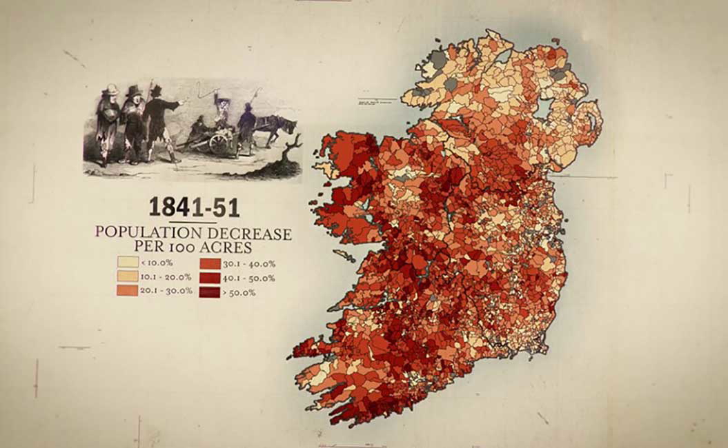 population decrease irish potato famine 1841 1851 ireland
