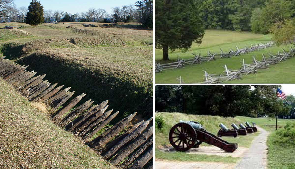 yorktown battlefields cannons fencing