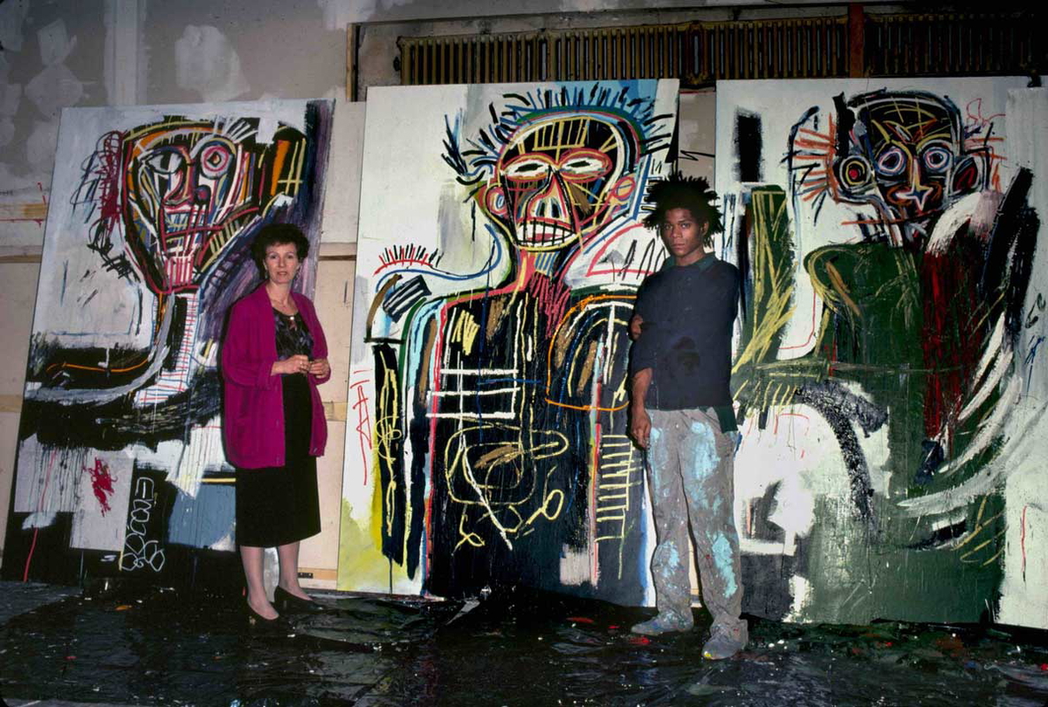 annina nosei and basquiat in the studio