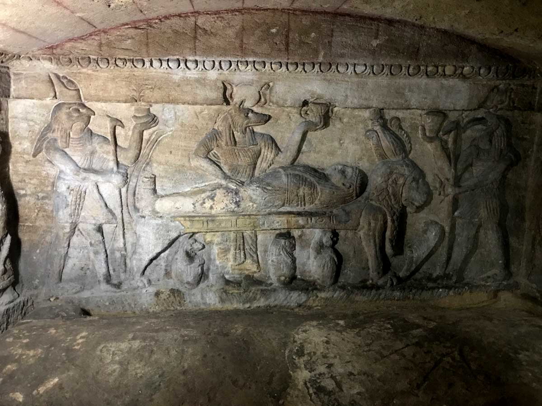 anubis mummifying dead catacomb alexandria