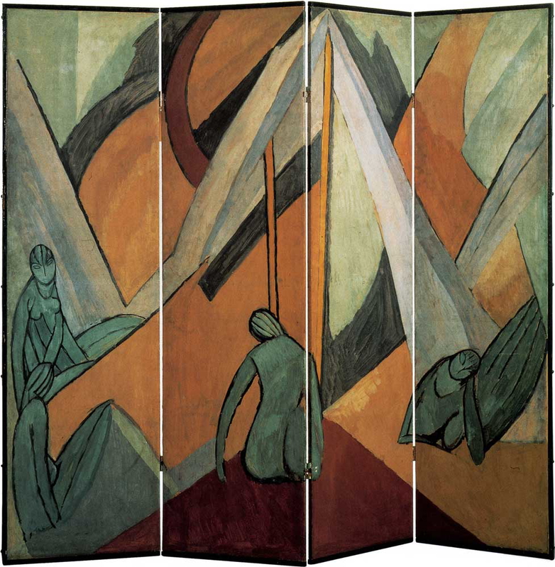 bathers landscape screen omega workshops vanessa bell