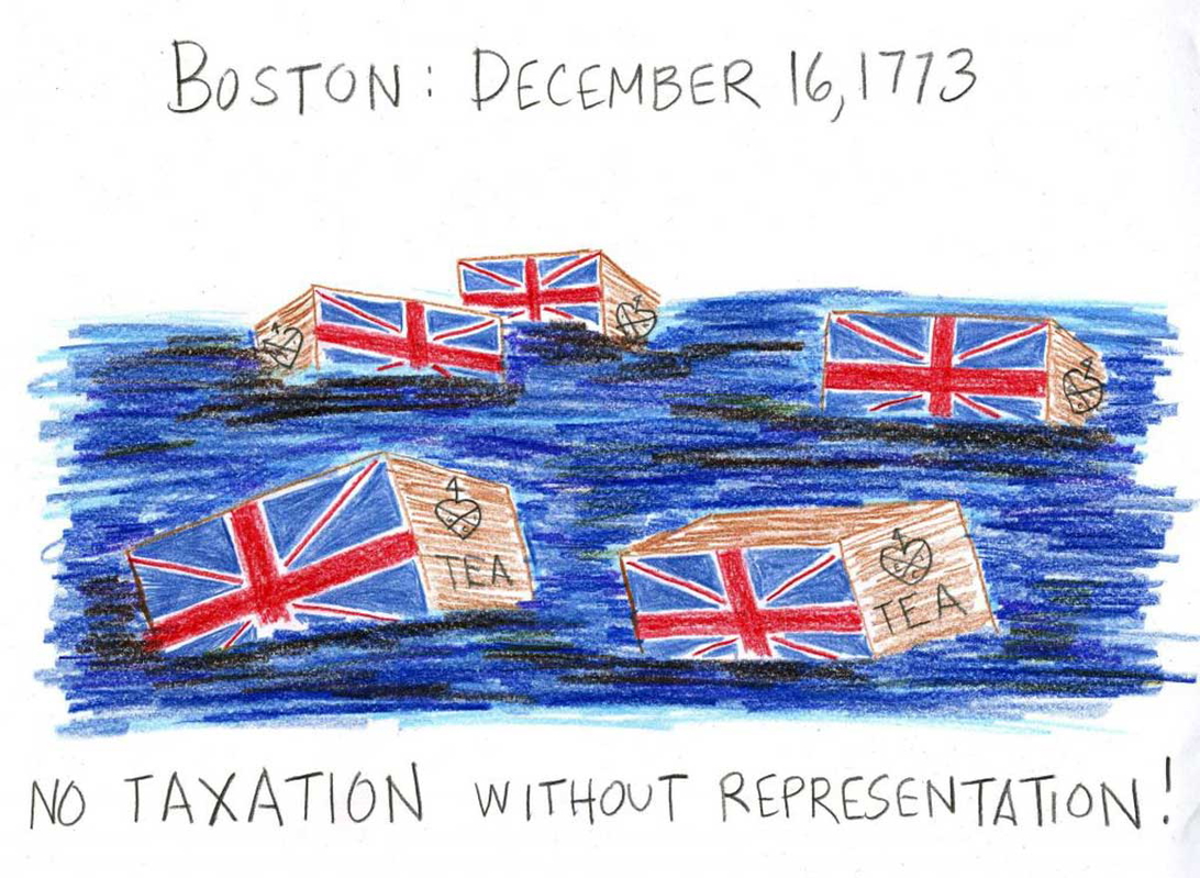 boston tea party drawing