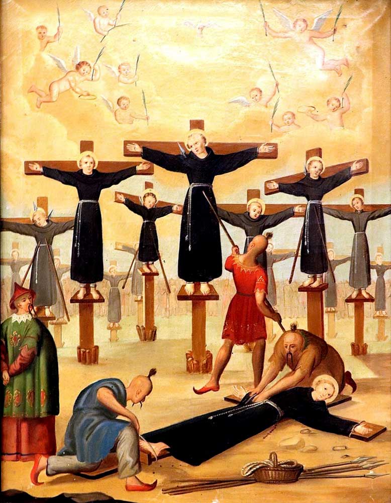 crucifixion catholic martyrs nagasaki order toyotomi hideyoshi