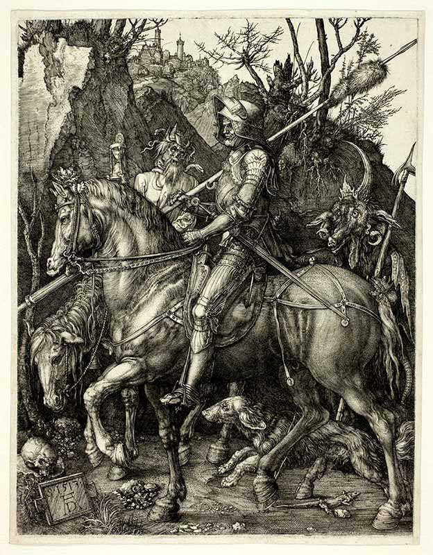 durer knight death devil engraving print