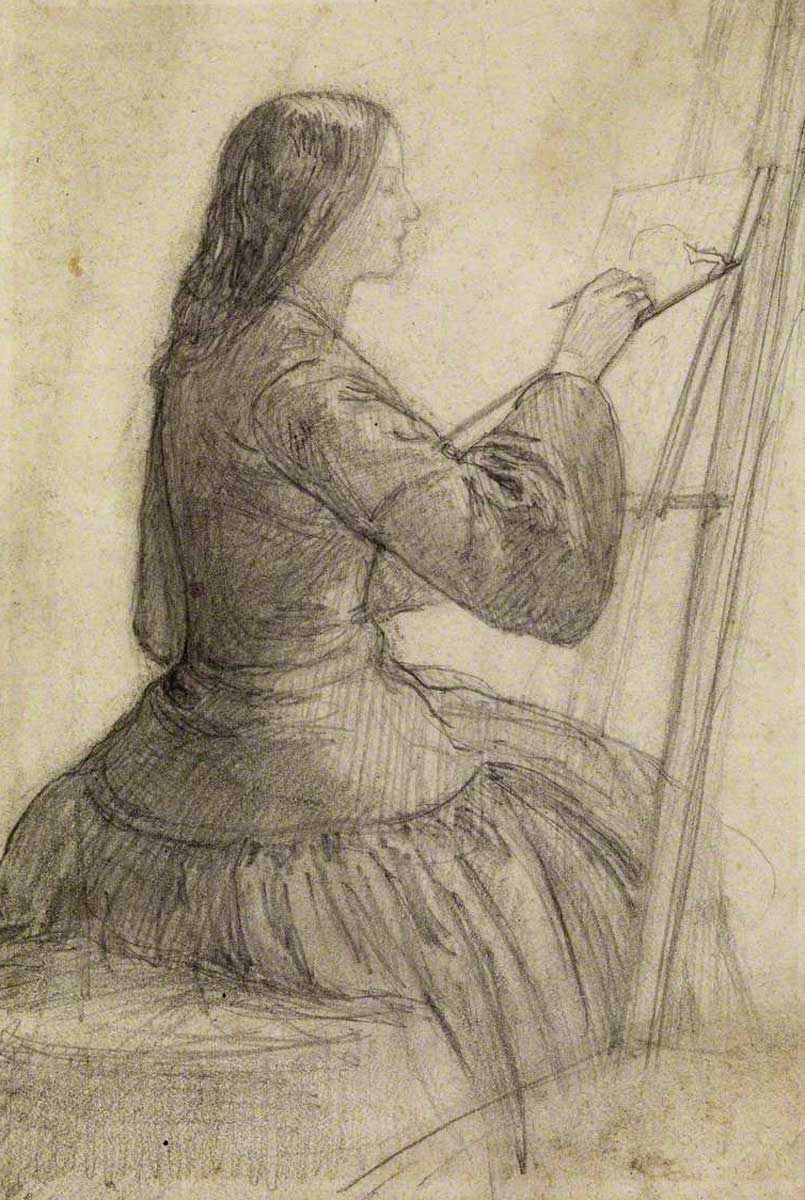 elizabeth siddal painting easel dante gabriel rossetti drawing