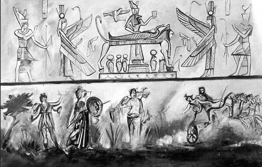 funerary scenes anubis kom el shoqafa photo