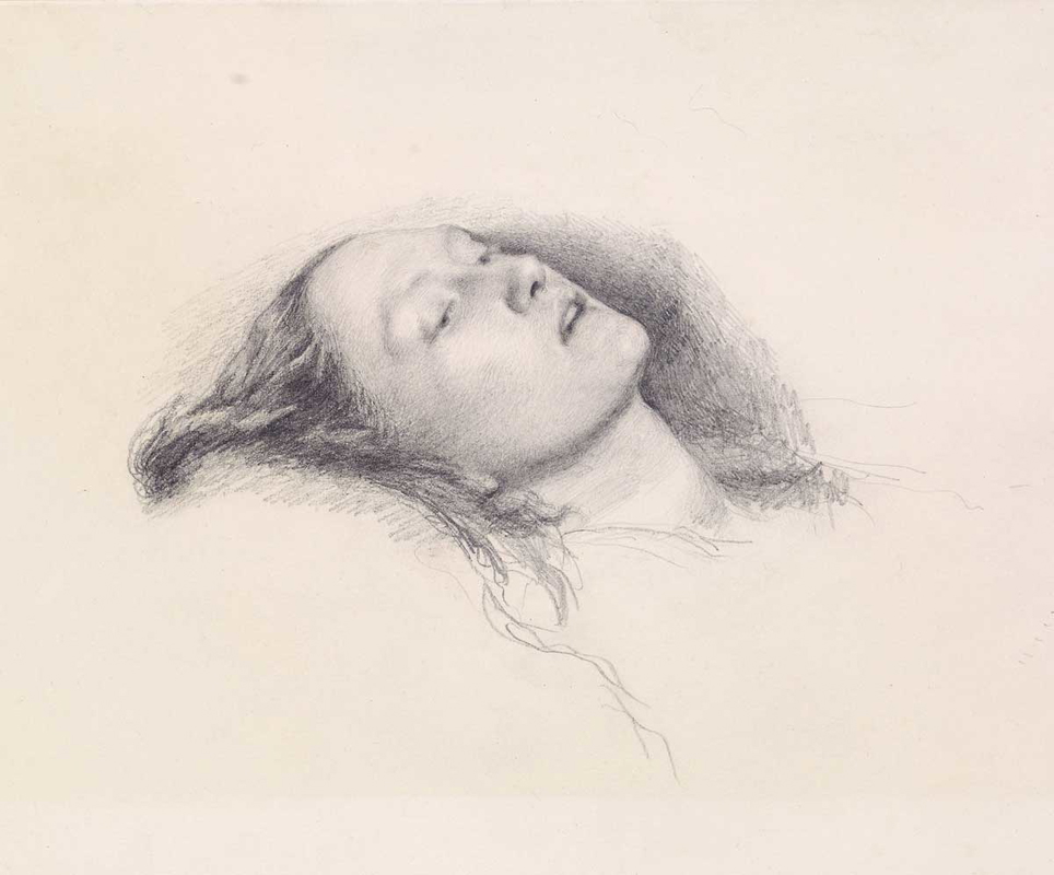 john everett millais ophelia head study drawing elizabeth siddal