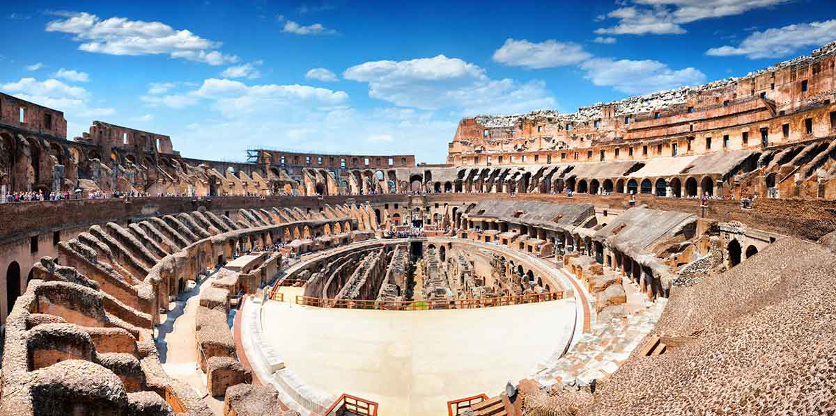 Panoramic view of the interior of the Colosseum