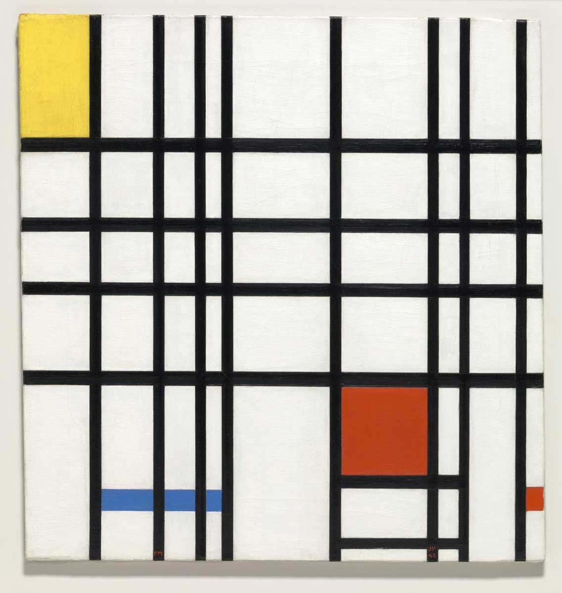 piet mondrian composition yellow blue red