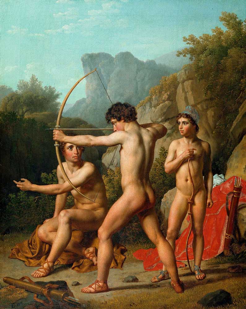 christoffer eckersberg spartan boys practising archery painting