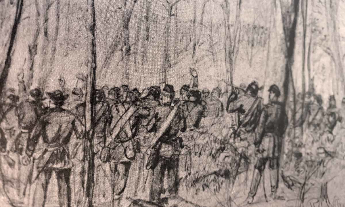 civil war solders wilderness sketch