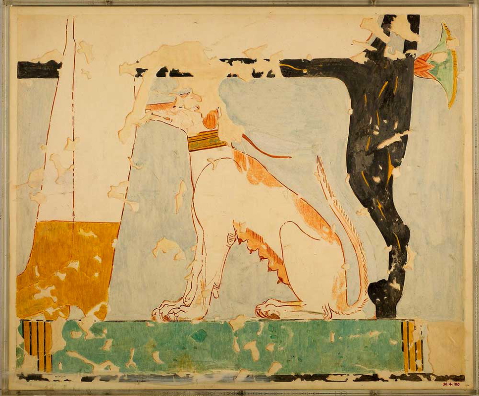 dog seated painting