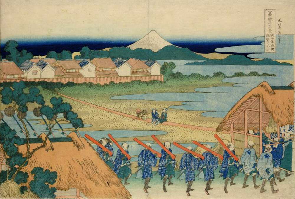 katsushika hokusai 1830 samurai musket procession