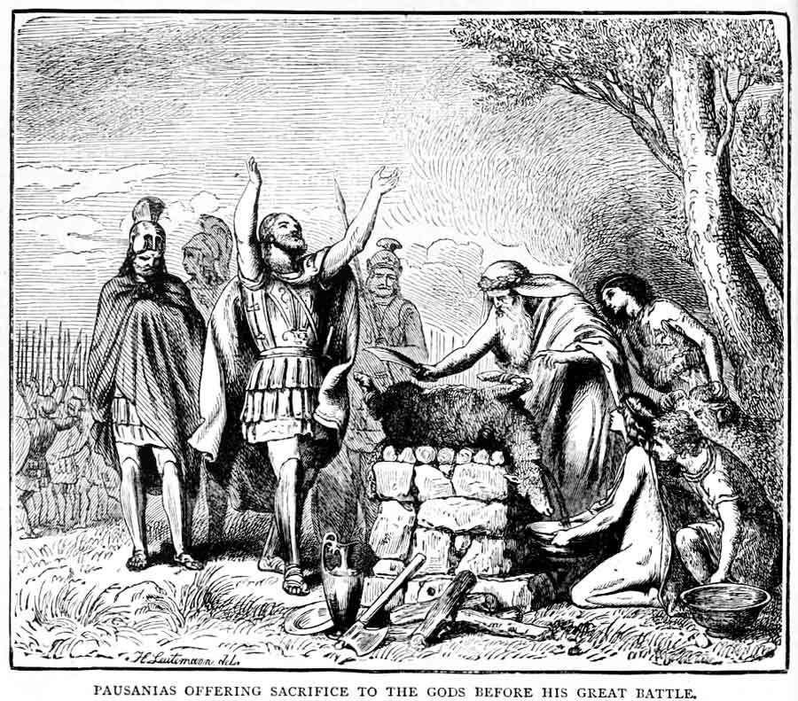 king pausanias animal sacrifice plataea drawing