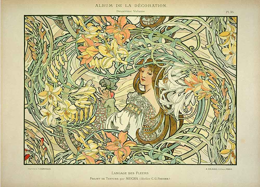 language flowers mucha