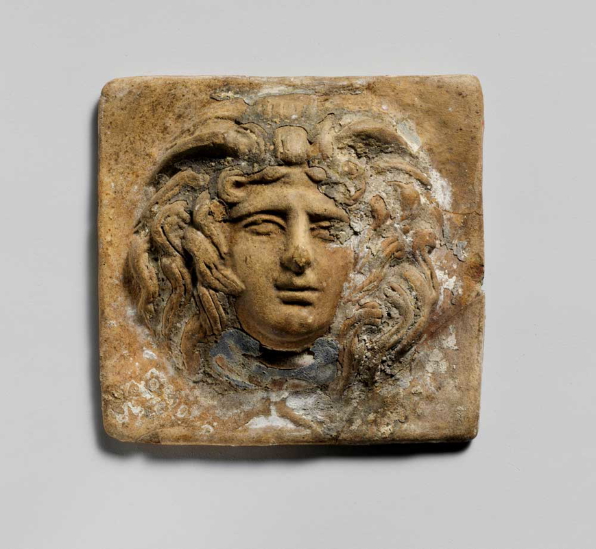 medusa greek terracotta relief plaque