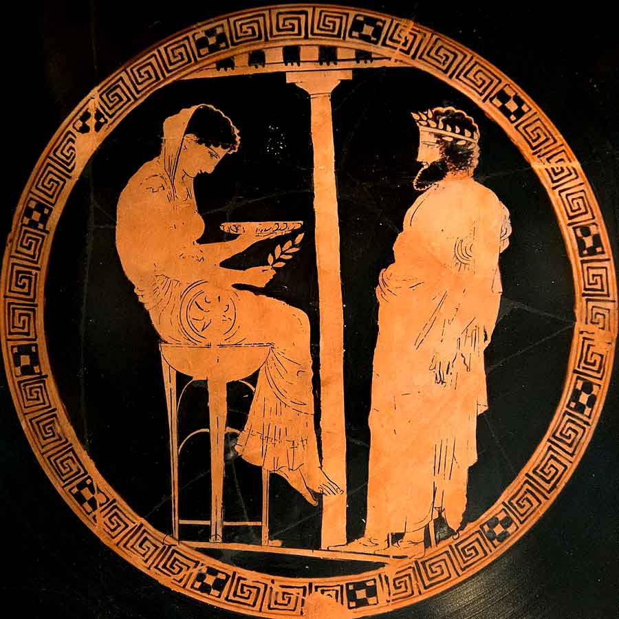 oracle delphi red figure vase painting