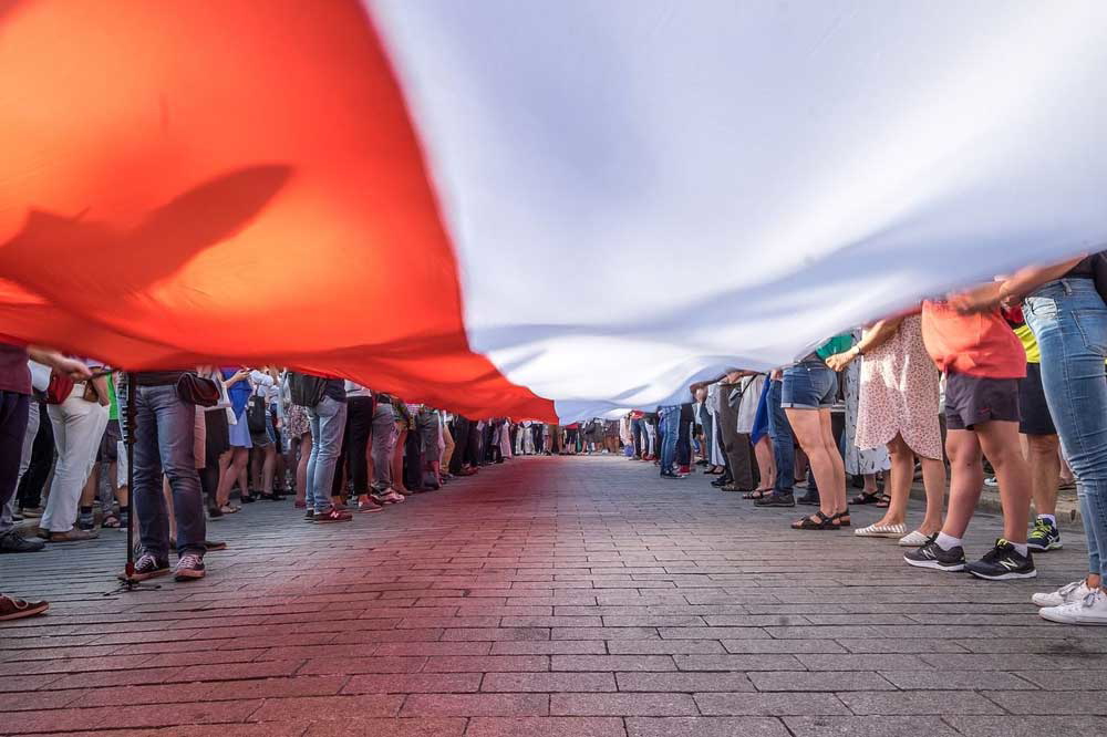 polish flag during commemoration polish independence