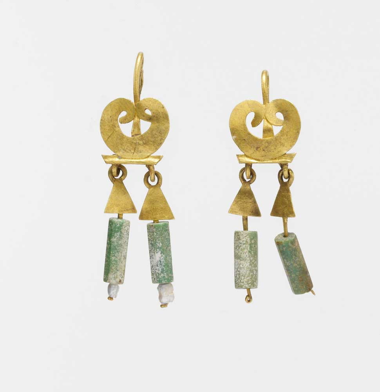 roman earrings gold chalcedony gemstones