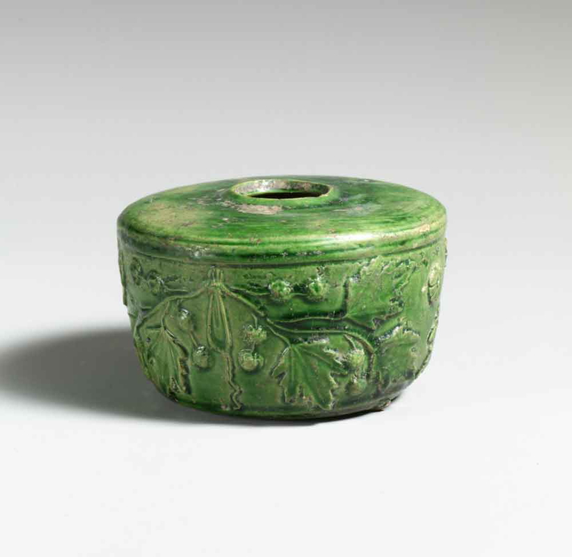 roman terracotta glazed inkwell