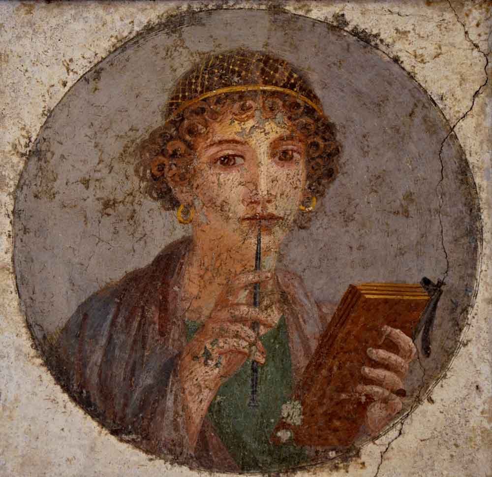 sappho writing pompeii mosaic