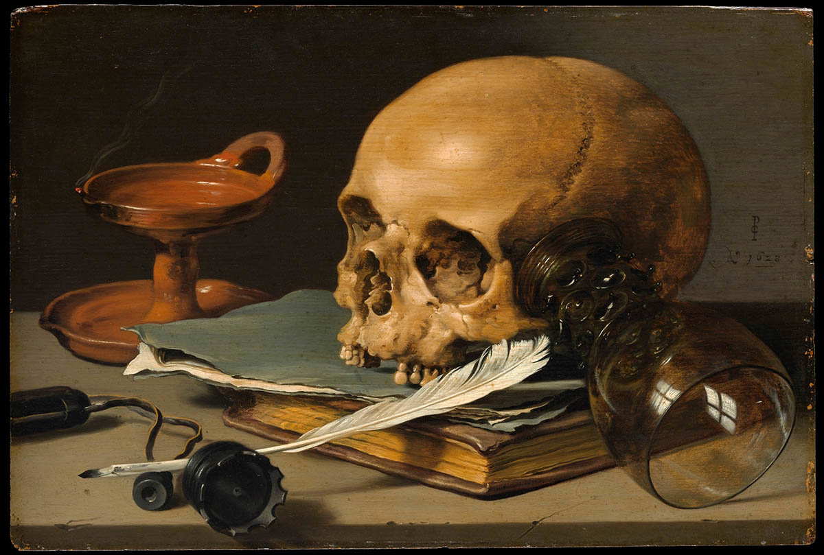 still life skull pieter claesz