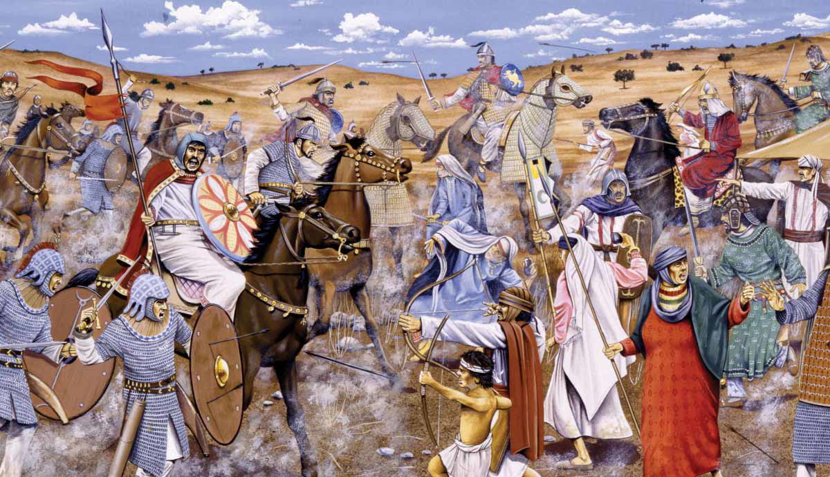 roman charge arab camp