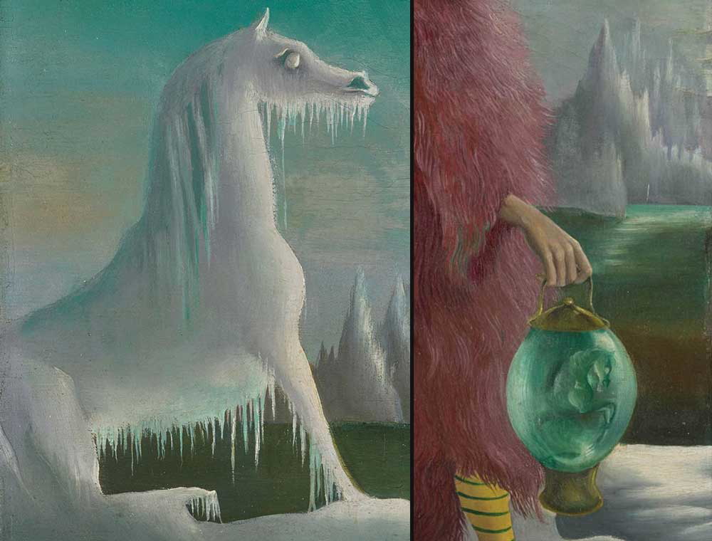 Frozen horse and lantern details