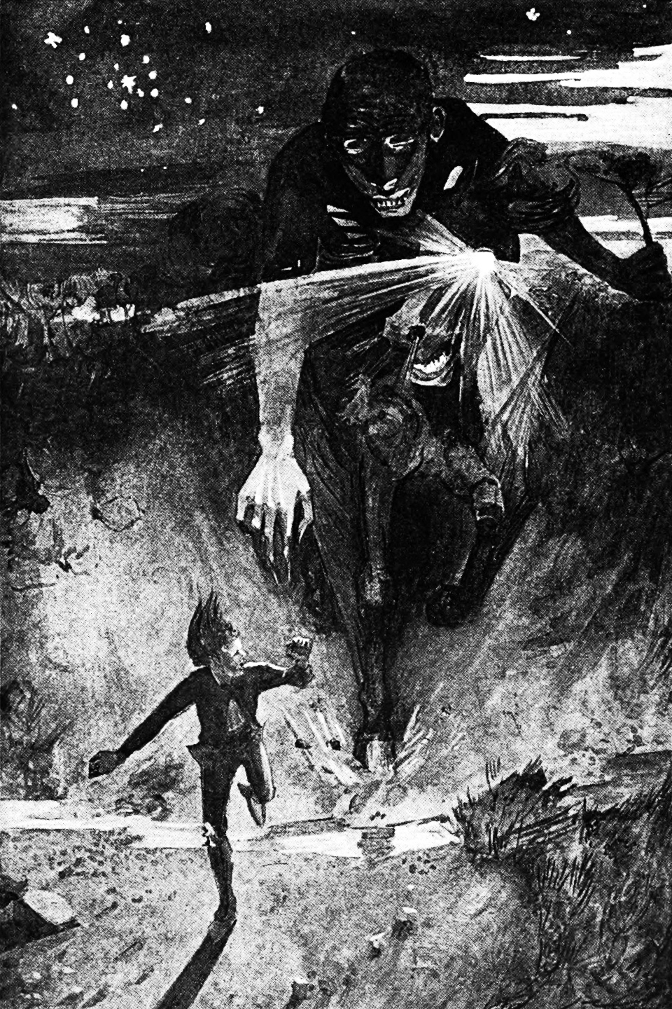 The nuckelavee chasing an islander, painting by James Torrance, c. 1859–1916. Source: Wikimedia Commons
