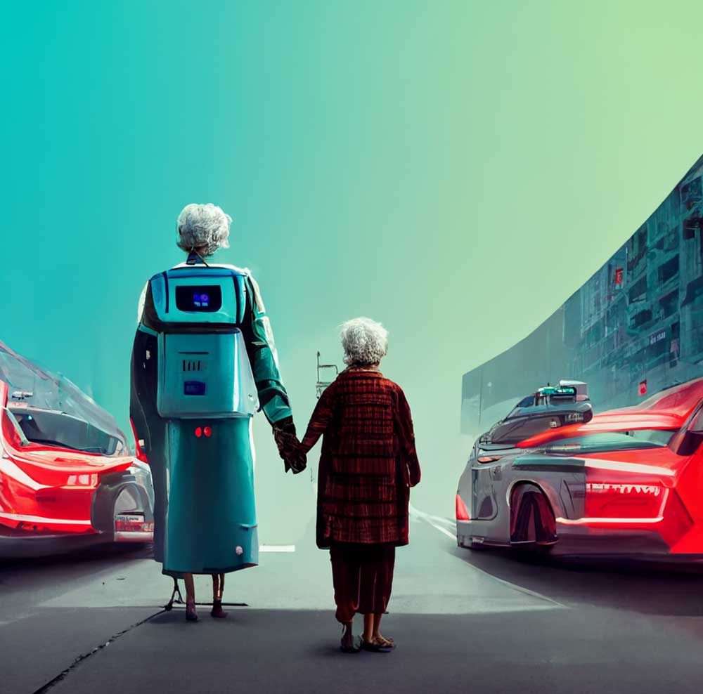 Robot Helping an Old Lady